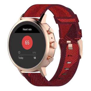 18mm Stripe Weave Nylon Wrist Strap Watch Band for Fossil Female Sport / Charter HR / Gen 4 Q Venture HR(Red)