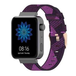 18mm Stripe Weave Nylon Wrist Strap Watch Band for Xiaomi Mi Watch, Garmin Vivomove 3s / Vivoactive 4s(Purple)