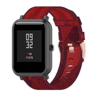 20mm Stripe Weave Nylon Wrist Strap Watch Band for Huami Amazfit GTR 42mm / GTS / BIP / BIP Lite(Red)