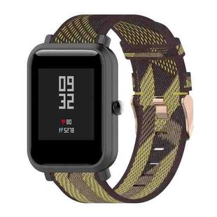 20mm Stripe Weave Nylon Wrist Strap Watch Band for Huami Amazfit GTR 42mm / GTS / BIP / BIP Lite(Yellow)