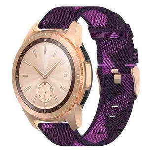20mm Stripe Weave Nylon Wrist Strap Watch Band for Galaxy Watch 42mm, Galaxy Active / Active 2, Gear Sport, S2 Classic(Purple)