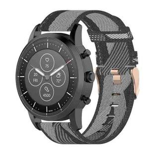 22mm Stripe Weave Nylon Wrist Strap Watch Band for Fossil Hybrid Smartwatch HR, Male Gen 4 Explorist HR & Sport (Grey)
