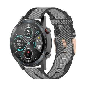 22mm Stripe Weave Nylon Wrist Strap Watch Band for Huawei GT / GT2 46mm, Honor Magic Watch 2 46mm / Magic(Grey)