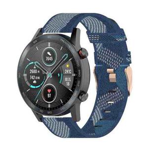 22mm Stripe Weave Nylon Wrist Strap Watch Band for Huawei GT / GT2 46mm, Honor Magic Watch 2 46mm / Magic(Blue)