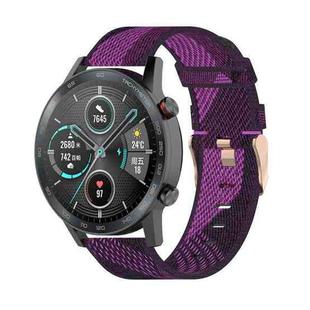 22mm Stripe Weave Nylon Wrist Strap Watch Band for Huawei GT / GT2 46mm, Honor Magic Watch 2 46mm / Magic(Purple)