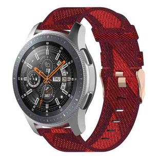 22mm Stripe Weave Nylon Wrist Strap Watch Band for Galaxy Watch 46mm / Gear S3(Red)