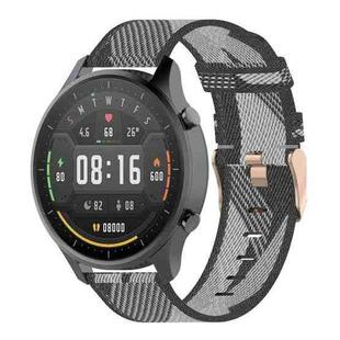 22mm Stripe Weave Nylon Wrist Strap Watch Band for Xiaomi Mi Watch Color, Garmin Vivoactive 4(Grey)