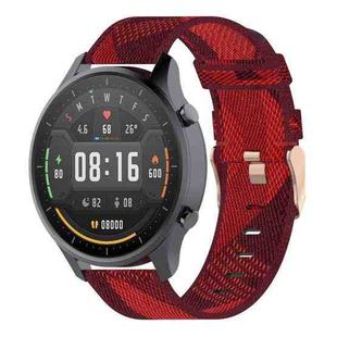 22mm Stripe Weave Nylon Wrist Strap Watch Band for Xiaomi Mi Watch Color, Garmin Vivoactive 4(Red)