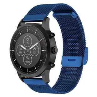 22mm Metal Mesh Wrist Strap Watch Band for Fossil Hybrid Smartwatch HR, Male Gen 4 Explorist HR, Male Sport (Dark Blue)