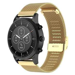 22mm Metal Mesh Wrist Strap Watch Band for Fossil Hybrid Smartwatch HR, Male Gen 4 Explorist HR, Male Sport (Gold)