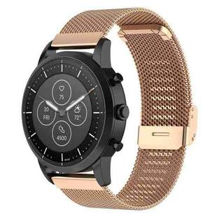 22mm Metal Mesh Wrist Strap Watch Band for Fossil Hybrid Smartwatch HR, Male Gen 4 Explorist HR, Male Sport (Rose Gold)