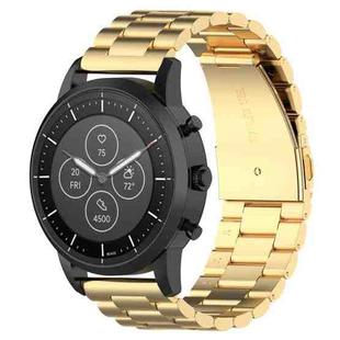 22mm Steel Wrist Strap Watch Band for Fossil Hybrid Smartwatch HR, Male Gen 4 Explorist HR / Male Sport (Gold)