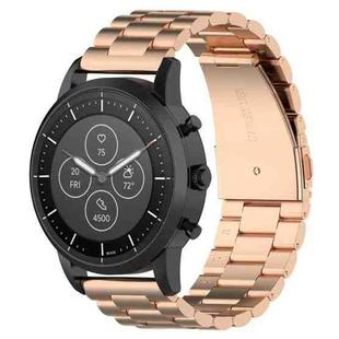 22mm Steel Wrist Strap Watch Band for Fossil Hybrid Smartwatch HR, Male Gen 4 Explorist HR / Male Sport (Rose Gold)
