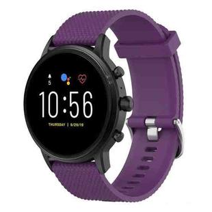 22mm Texture Silicone Wrist Strap Watch Band for Fossil Gen 5 Carlyle, Gen 5 Julianna, Gen 5 Garrett, Gen 5 Carlyle HR (Dark Purple)