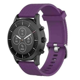 22mm Texture Silicone Wrist Strap Watch Band for Fossil Hybrid Smartwatch HR, Male Gen 4 Explorist HR, Male Sport (Dark Purple)