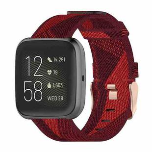23mm Stripe Weave Nylon Wrist Strap Watch Band for Fitbit Versa 2, Fitbit Versa, Fitbit Versa Lite, Fitbit Blaze(Red)