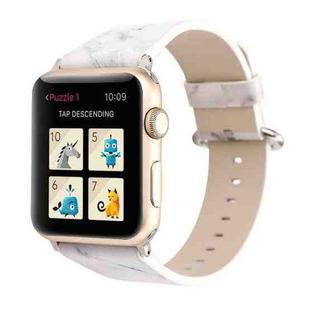 For Apple Watch Series 3 & 2 & 1 38mm Fashion Marble Vein Texture Wrist Watch Leather Band (White)