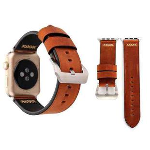 For Apple Watch Series 3 & 2 & 1 38mm Retro XX Line Pattern Genuine Leather Wrist Watch Band(Coffee)