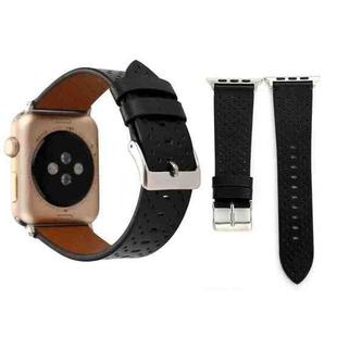 For Apple Watch Series 3 & 2 & 1 42mm Small Cave Genuine Leather Wrist Watch Band(Black)