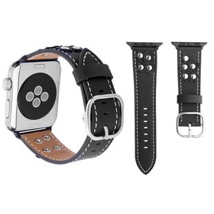 For Apple Watch Series 3 & 2 & 1 42mm Fashion Occident Style Flowers Genuine Leather Wrist Watch Band(Black)