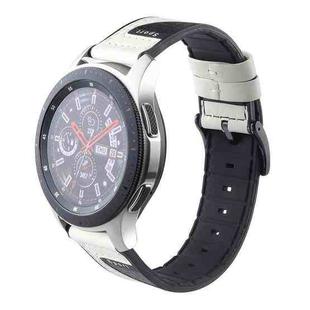 For Galaxy Watch 22mm Smart Watch Universal Silicone Skin + Carbon Fiber Texture Watch Band(White)