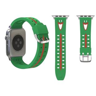 For Apple Watch Series 3 & 2 & 1 38mm Fashion Smiling Face Pattern Silicone Watch Band(Green)
