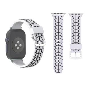 For Apple Watch Series 3 & 2 & 1 38mm Fashion Fishbone Pattern Silicone Watch Band(White)