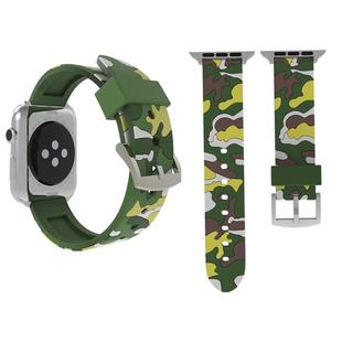 For Apple Watch Series 3 & 2 & 1 38mm Fashion Camouflage Pattern Silicone Watch Band(Green)