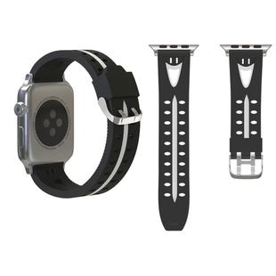 For Apple Watch Series 3 & 2 & 1 42mm Fashion Smiling Face Pattern Silicone Watch Band (Black+White)