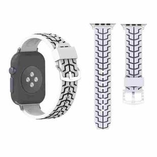 For Apple Watch Series 3 & 2 & 1 42mm Fashion Fishbone Pattern Silicone Watch Band(White)