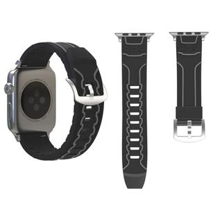 For Apple Watch Series 3 & 2 & 1 42mm Fashion Electrocardiogram Pattern Silicone Watch Band (Black+Gray)