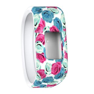 Flower Pattern Silicone Sport Watch Band for Garmin Vivofit JR, Size: Large(Blue + Red)