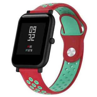 Double Colour Silicone Sport Watch Band for Huawei Watch Series 1 18mm(Coral Red + Mint Green)