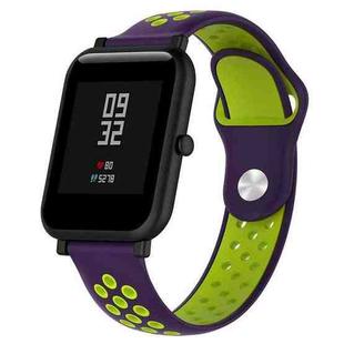 Double Colour Silicone Sport Watch Band for Huawei Watch Series 1 18mm(Purple + Mint Green)