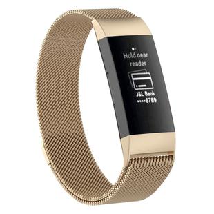 Stainless Steel Magnet Watch Band for FITBIT Charge 3, Size:Large, 217x18mm(Champagne Gold)