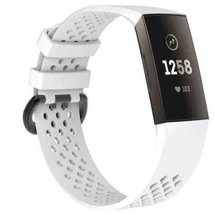 Square Hole Adjustable Sport Watch Band for FITBIT Charge 3(White)