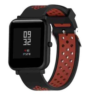 Double Colour Silicone Sport Watch Band for Xiaomi Huami Amazfit Bip Lite Version 20mm(Black Red)