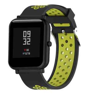 Double Colour Silicone Sport Watch Band for Xiaomi Huami Amazfit Bip Lite Version 20mm(Black Yellow)