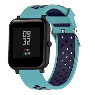 Double Colour Silicone Sport Watch Band for Xiaomi Huami Amazfit Bip Lite Version 20mm(Dark Blue + Baby Blue)