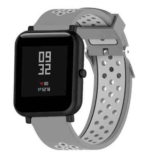 Double Colour Silicone Sport Watch Band for Xiaomi Huami Amazfit Bip Lite Version 20mm(Grey White)