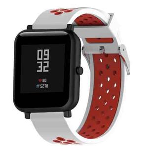 Double Colour Silicone Sport Watch Band for Xiaomi Huami Amazfit Bip Lite Version 20mm(White Red)