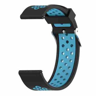 Double Colour Silicone Sport Watch Band for Xiaomi Huami Amazfit Bip Lite Version 22mm(Black Blue)