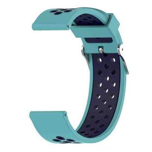 Double Colour Silicone Sport Watch Band for Xiaomi Huami Amazfit Bip Lite Version 22mm(Dark Blue + Baby Blue)