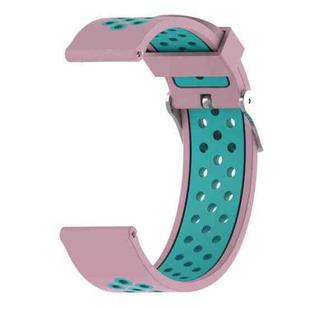 Double Colour Silicone Sport Watch Band for Xiaomi Huami Amazfit Bip Lite Version 22mm(Mint Green + Light Pink)
