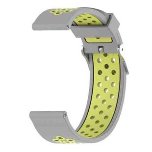 Double Colour Silicone Sport Watch Band for Xiaomi Huami Amazfit Bip Lite Version 22mm(Yellow + Grey)
