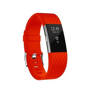 Diamond Pattern Adjustable Sport Watch Band for FITBIT Charge 2, Size: S, 10.5x8.5cm(Bright Red)