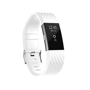 Diamond Pattern Adjustable Sport Watch Band for FITBIT Charge 2, Size: S, 10.5x8.5cm(White)
