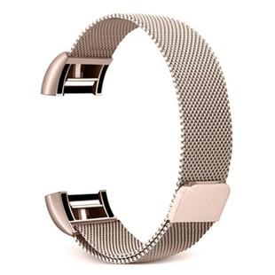 Smart Watch Stainless Steel Watch Band for FITBIT Charge 2, Size: L(Champagne Gold)