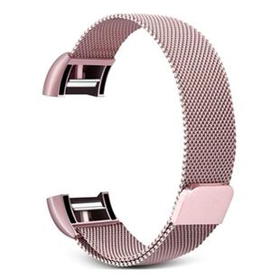 Smart Watch Stainless Steel Watch Band for FITBIT Charge 2, Size: L(Pink)