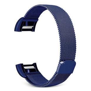 Smart Watch Stainless Steel Watch Band for FITBIT Charge 2, Size: L(Blue)